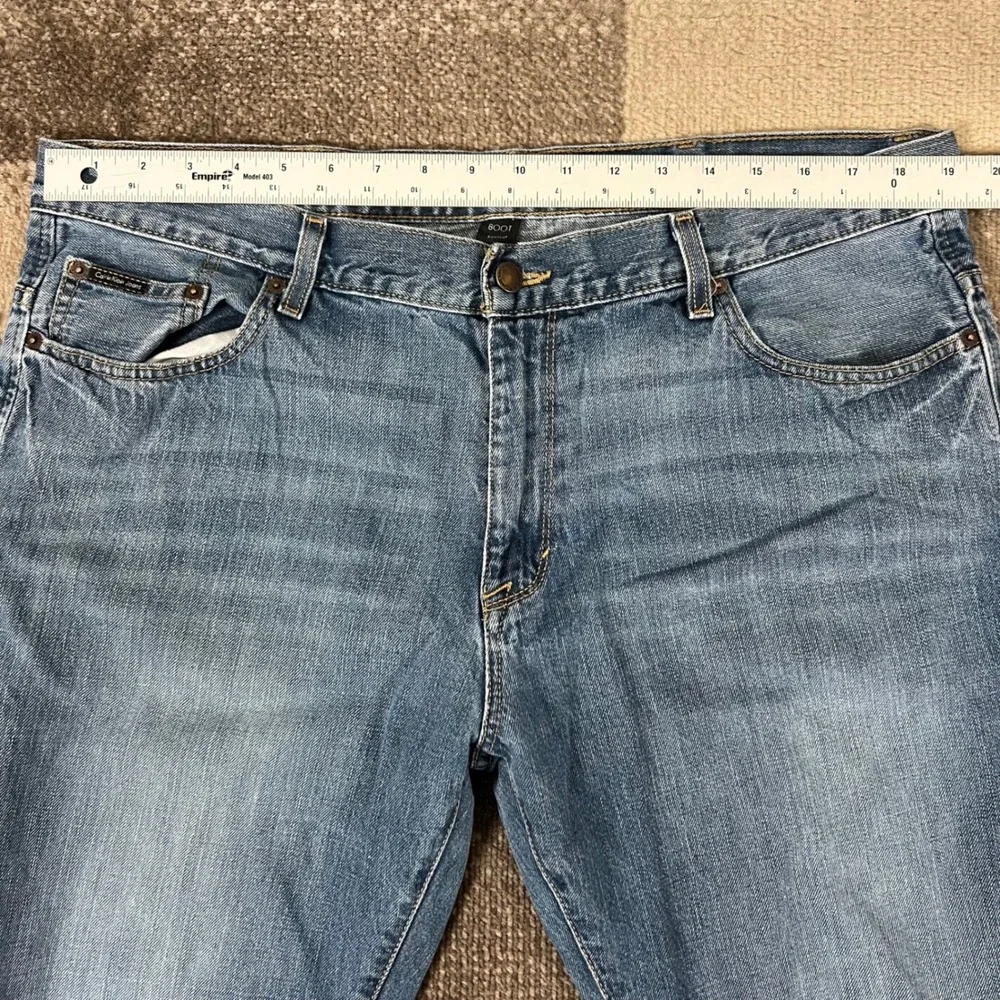 Calvin Klein‎ Jeans Mens 38X30 Bootcut Blue Denim Pants Boho Western Whiskering